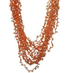 Orange Beaded Tiki Torsade Costume Jewelry Necklace